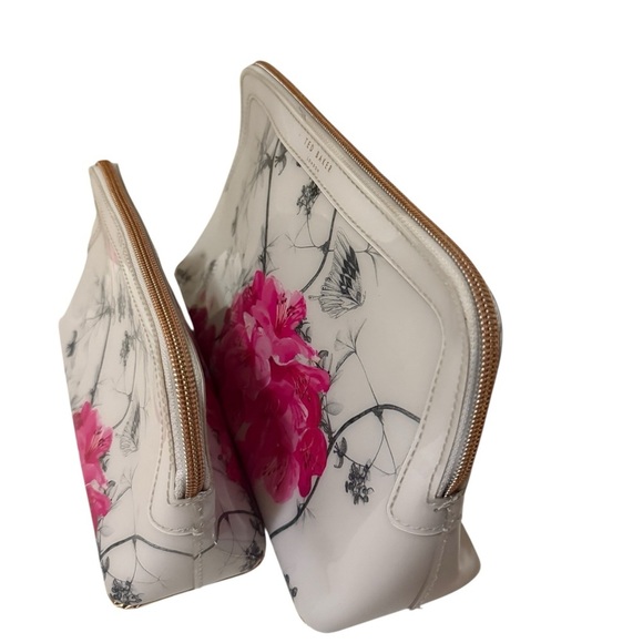 Ted Baker White and Pink Floral Cosmetic Bag Set - Picture 3 of 14